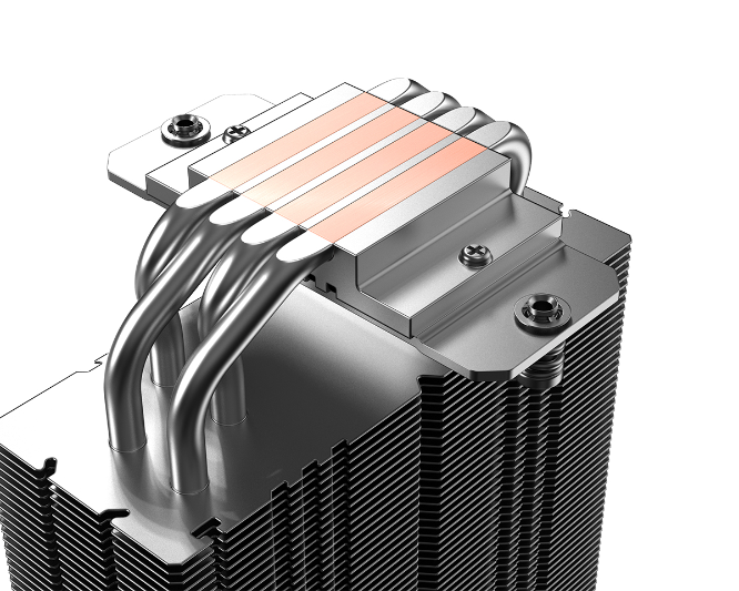 Computer CPU cooler with heat sink on a white background