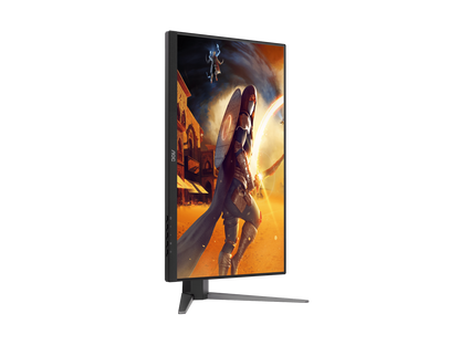 AOC gaming monitor angled view showing display and black stand