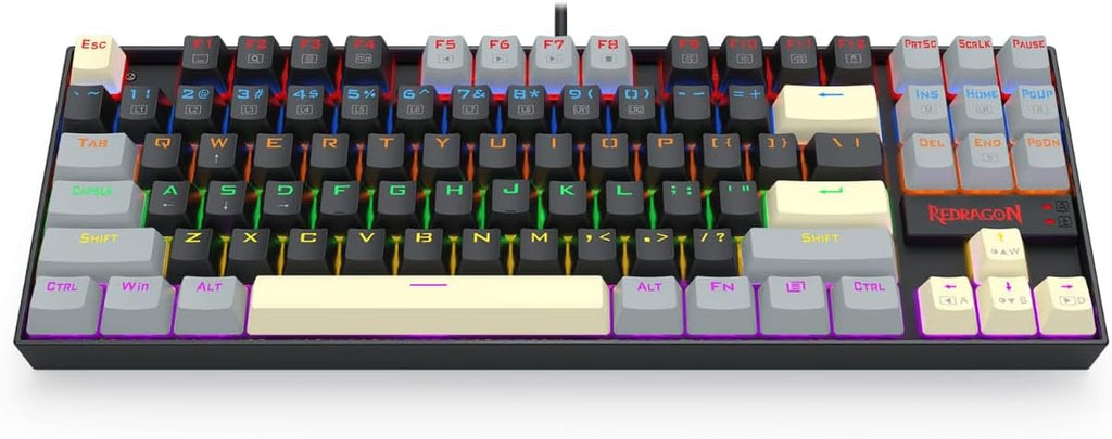 Redragon K552 LGY-R kumara Rainbow Backlight Red Switch Mechanical Gaming Keyboard-Black