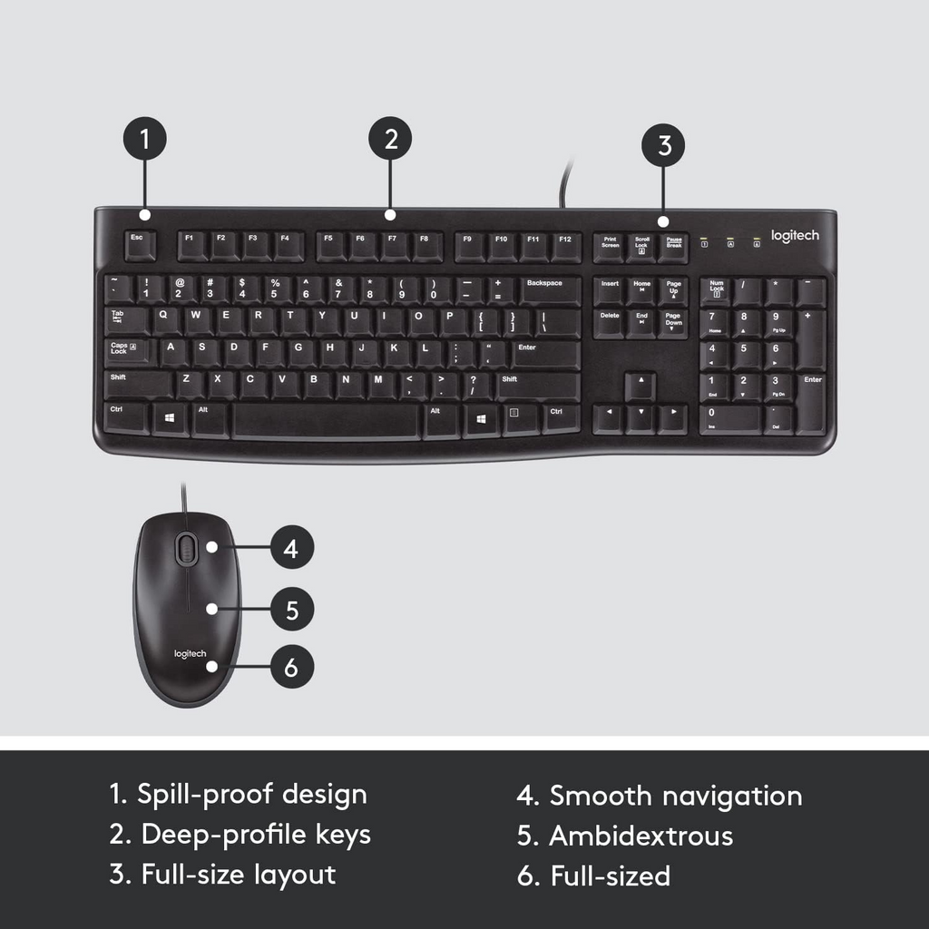 Logitech Wired MK120 – AR/EN edition Keyboard and Mouse Combo