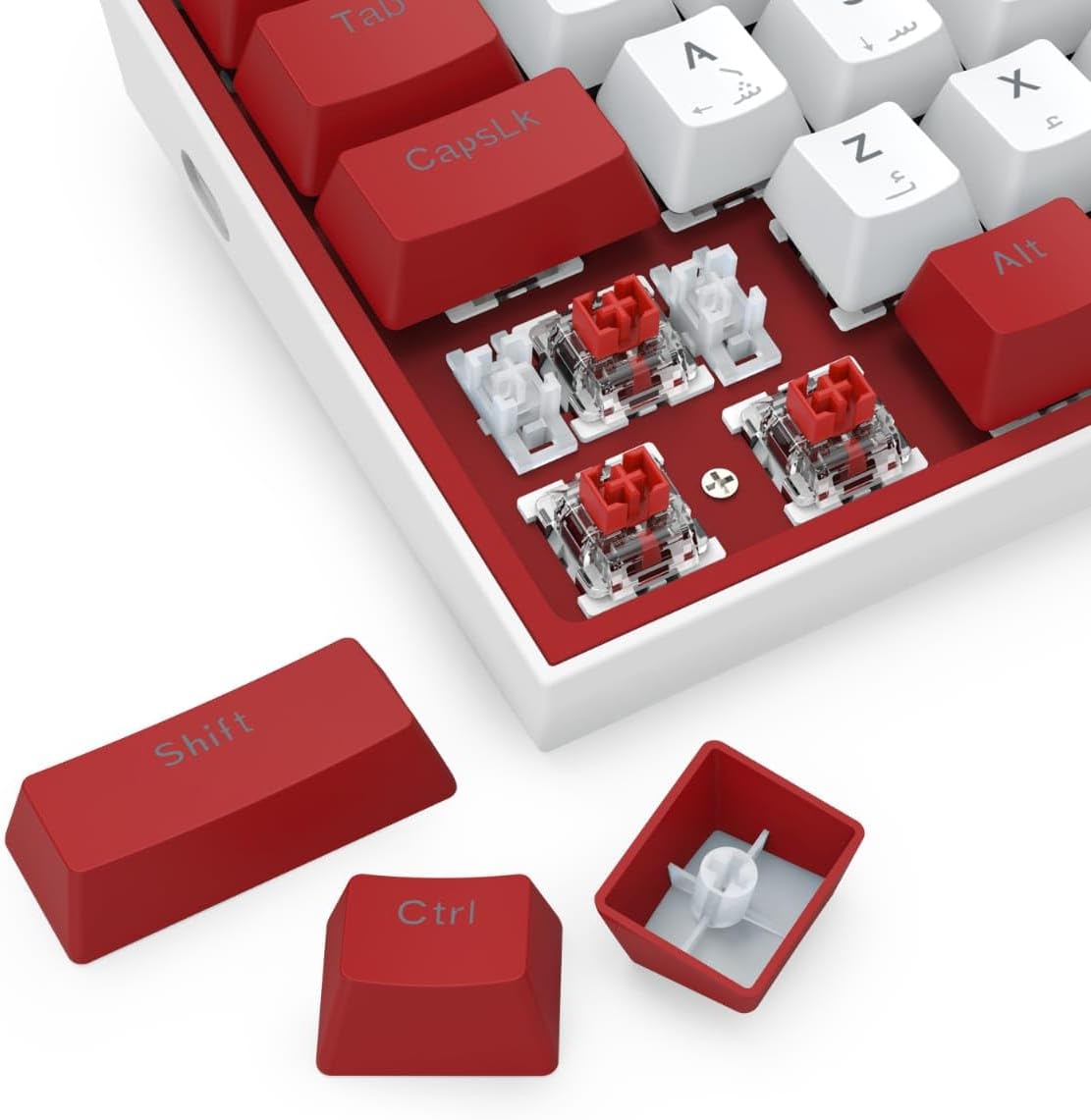 لوحة مفاتيح ميكانيكية Redragon K617 Fizz باللونين الأحمر والأبيض ومفاتيح حمراء RGB Compact 60%