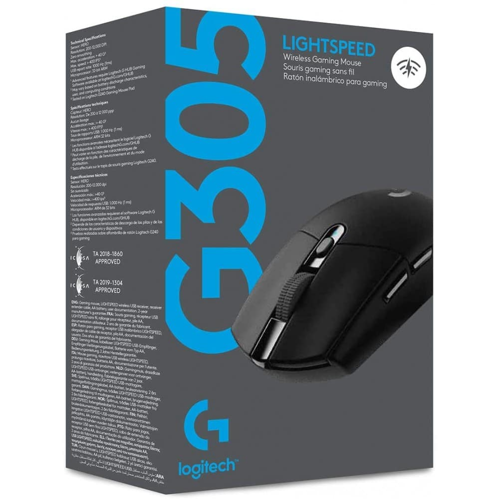 Logitech G305 Lightspeed Wireless Gaming Mouse HERO SENSORMAX 12,000 DPI -black