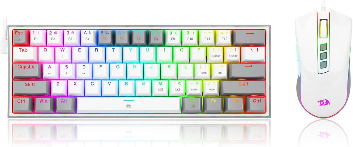 لوحة مفاتيح الألعاب Redragon K617 Fizz سلكية بنسبة 60% بمفتاح أحمر RGB 