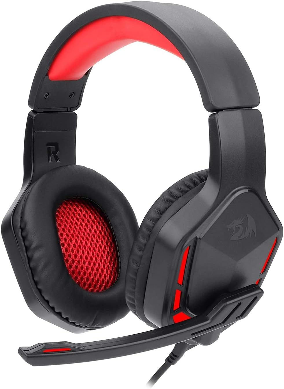 Redragon H220 THEMIS Red LED 3.5mm Wired Gaming Headset - Black