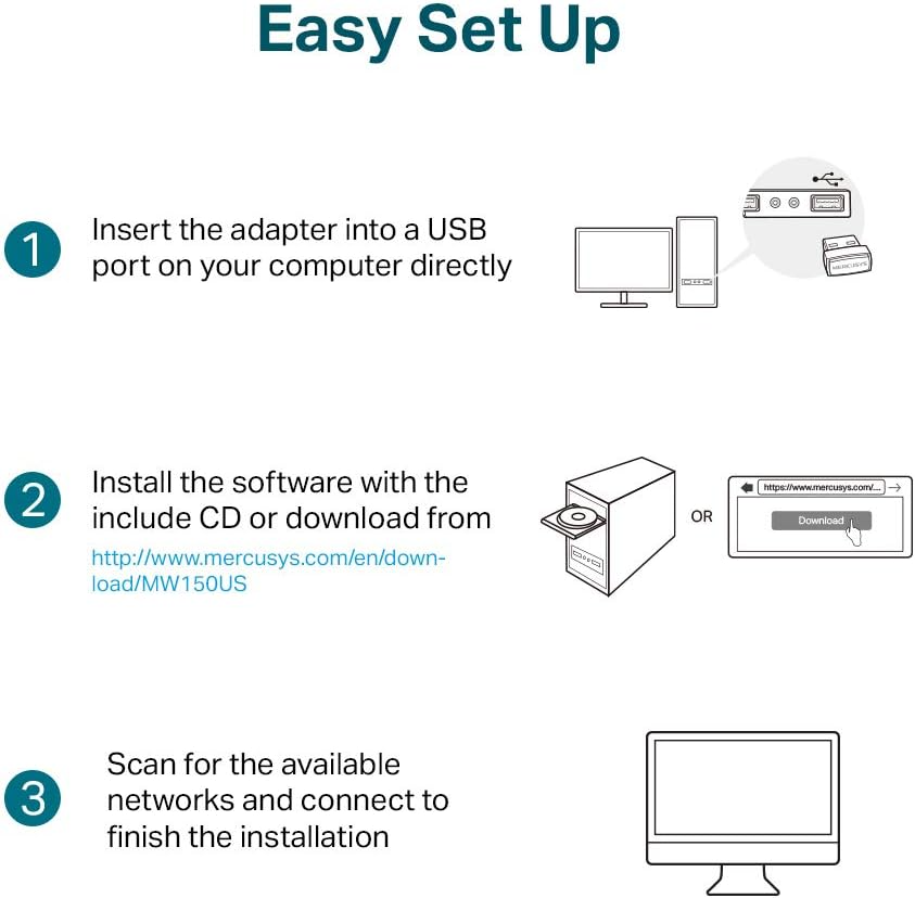 Mercusys mw150us n150 wireless nano usb adapter