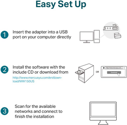 Mercusys mw150us n150 wireless nano usb adapter