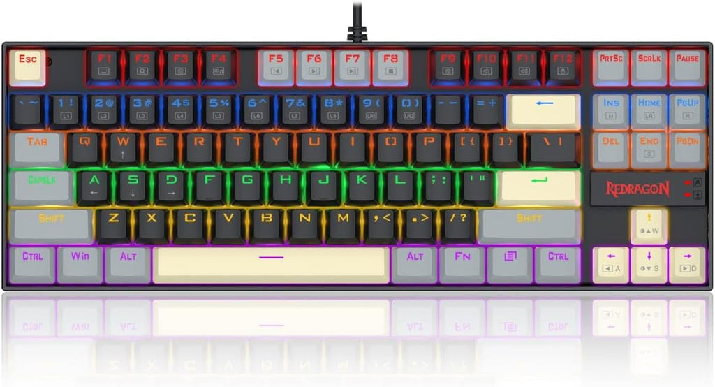Redragon K552 LGY-R kumara Rainbow Backlight Red Switch Mechanical Gaming Keyboard-Black