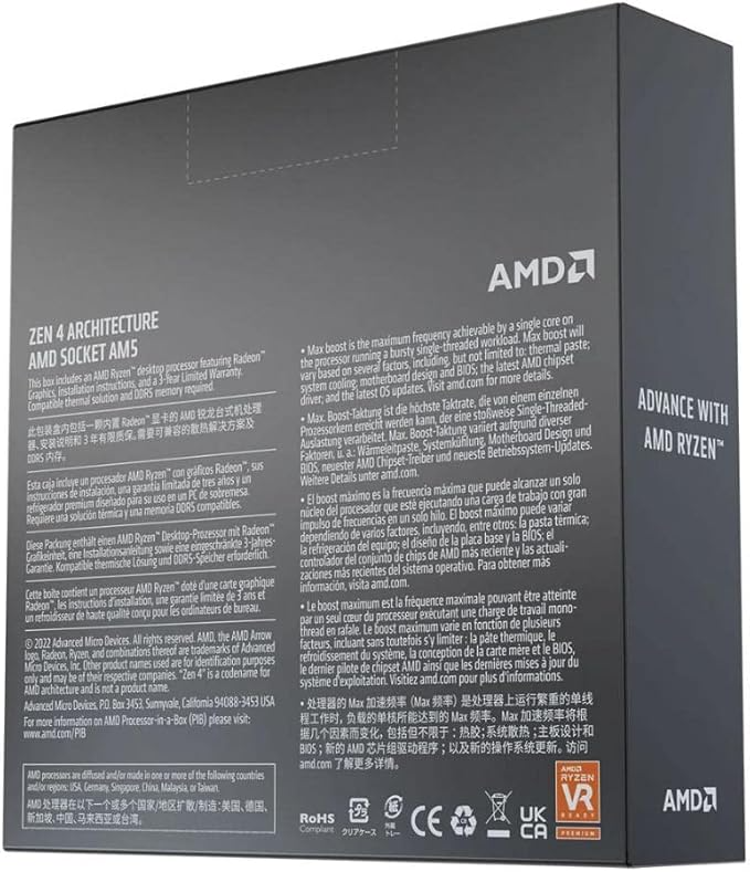 AMD Ryzen 5 7600X 6-core 12-thread Desktop Processor Boxed