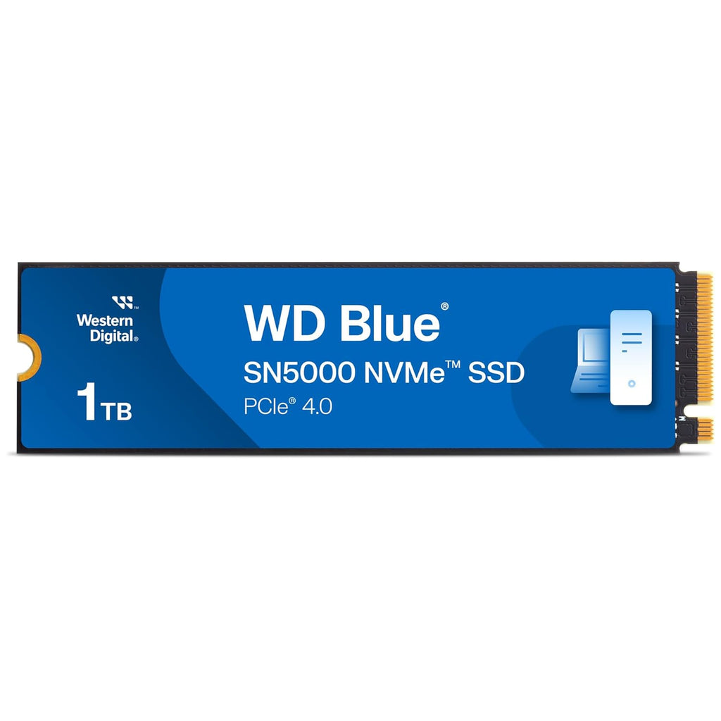 قرص SSD WD Blue SN5000 NVMe سعة 1 تيرابايت M.2 2280 PCIe Gen4 x4 سعة 5150 ميجابايت للقراءة و4900 ميجابايت للكتابة و600 تيرابايت للعرض 