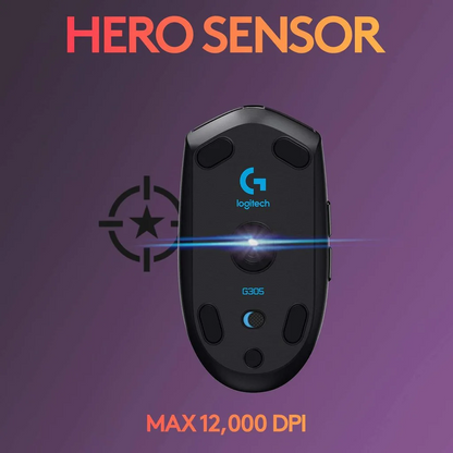Logitech G305 Lightspeed Wireless Gaming Mouse HERO SENSORMAX 12,000 DPI -black