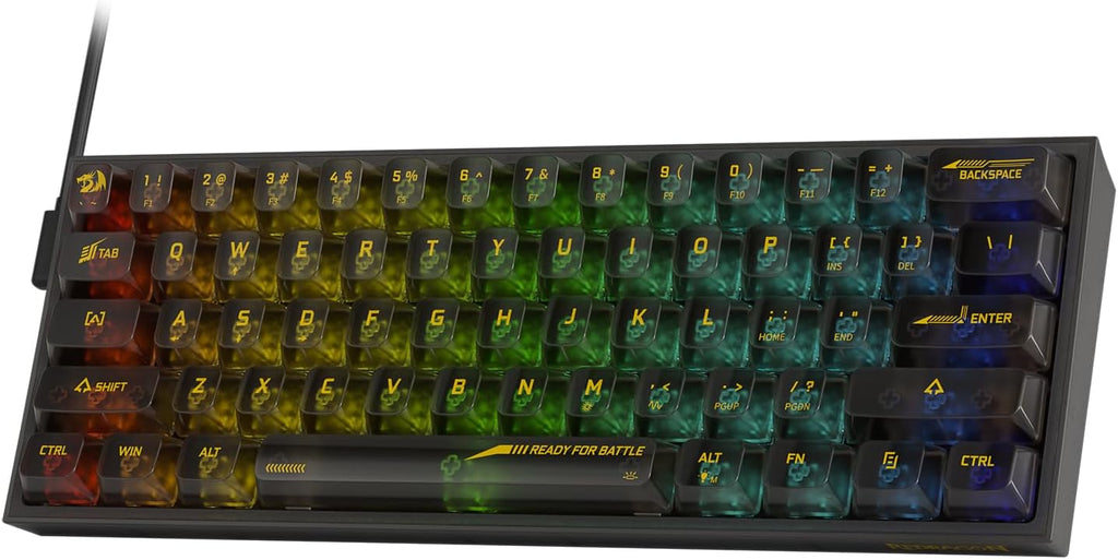 Redragon K617 SE 60% Wired RGB Gaming Keyboard 61 Keys Compact Full-Transparent Mechanical Keyboard w/Translucent Board Custom Linear Switch Pro Driver/Software Supported