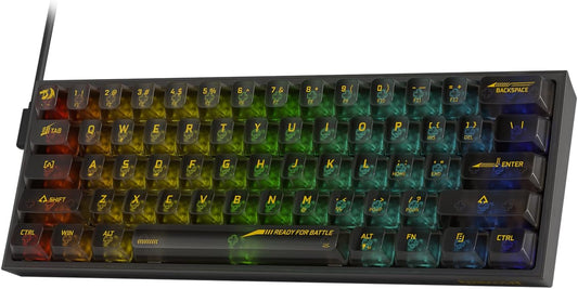 Redragon K617 SE 60% Wired RGB Gaming Keyboard 61 Keys Compact Full-Transparent Mechanical Keyboard w/Translucent Board Custom Linear Switch Pro Driver/Software Supported