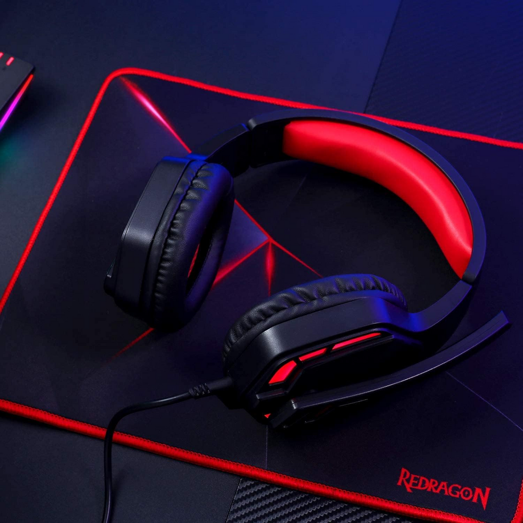 Redragon H220 THEMIS Red LED 3.5mm Wired Gaming Headset - Black