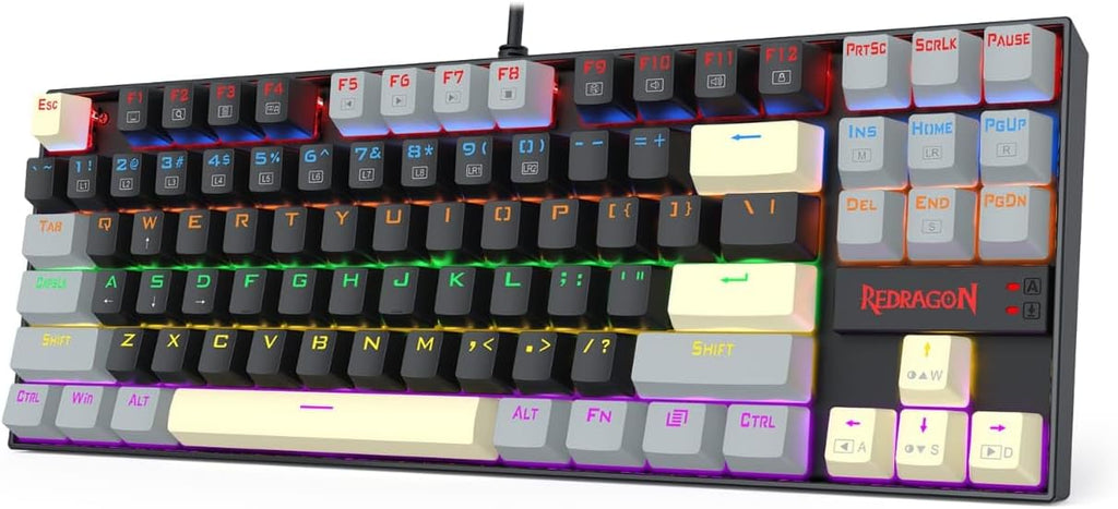 Redragon K552 LGY-R kumara Rainbow Backlight Red Switch Mechanical Gaming Keyboard-Black