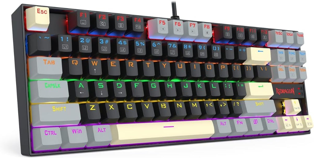 Redragon K552 LGY-R kumara Rainbow Backlight Red Switch Mechanical Gaming Keyboard-Black