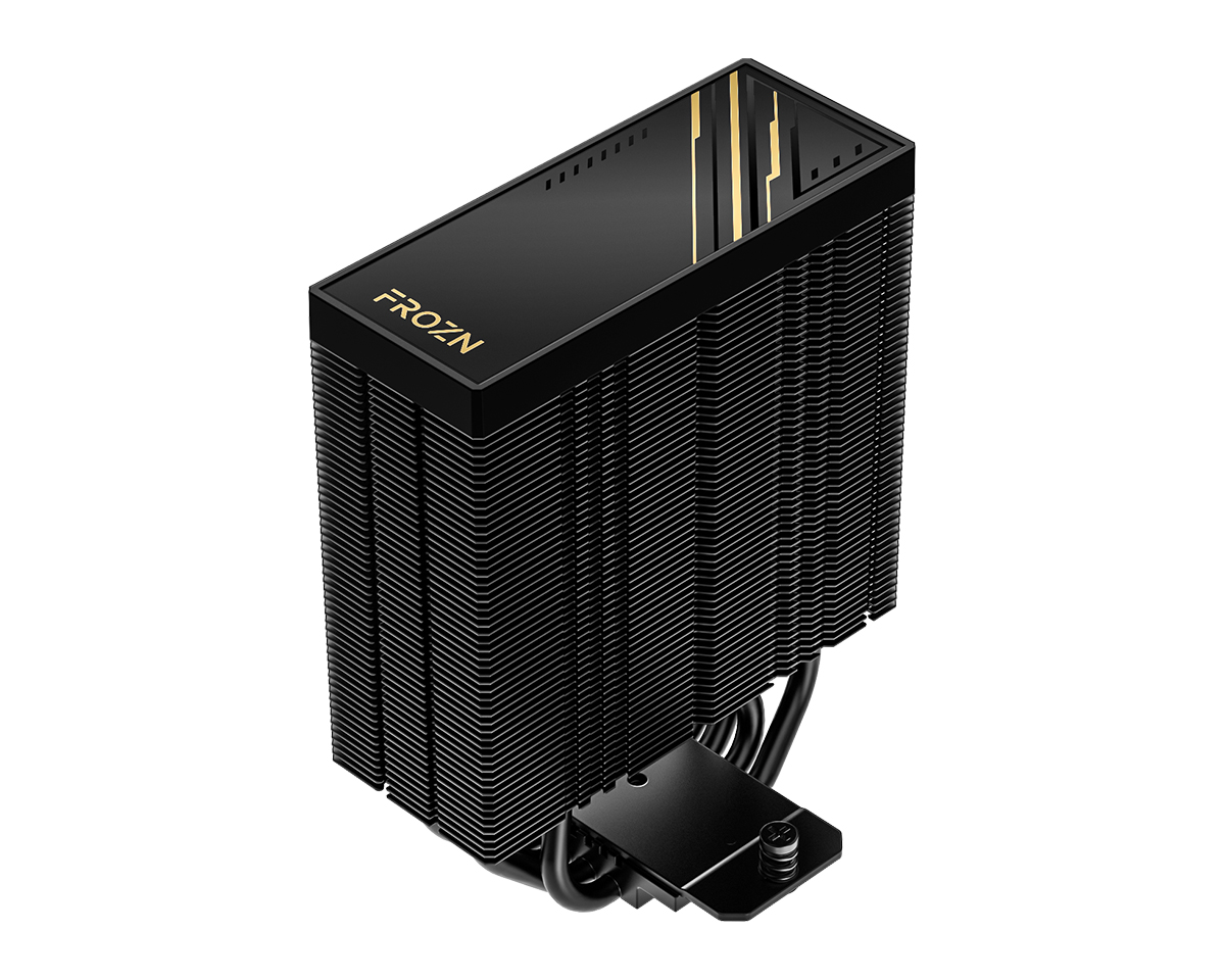 ID-COOLING black CPU air cooler with stacked fins and curved heatpipes