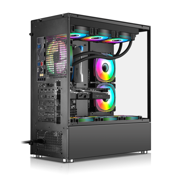 صندوق Xander Jupiter Mid Tower مع 6 مراوح Argb ووحدة إمداد الطاقة 850 واط 80+ برونزي PCIe 5.0 Atx 3.1