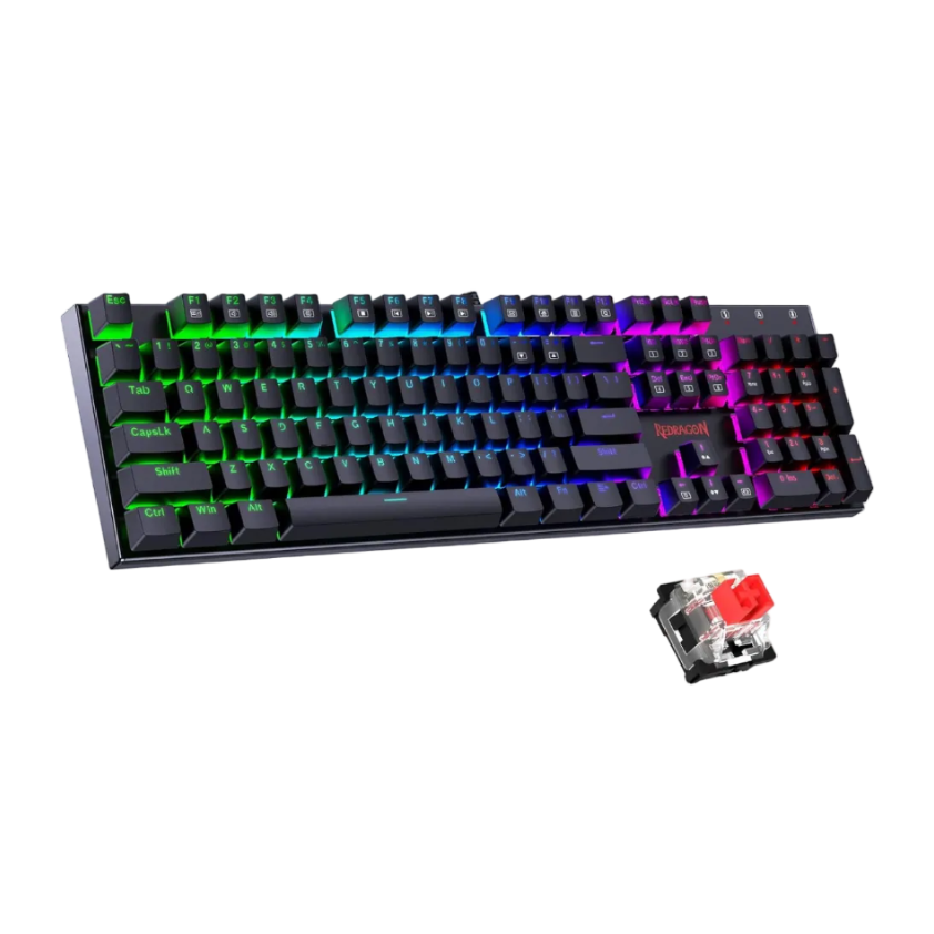 REDRAGON RUDRA K565E Red Switch Rainbow Backlight Mechanical Gaming Keyboard - EN/AR
