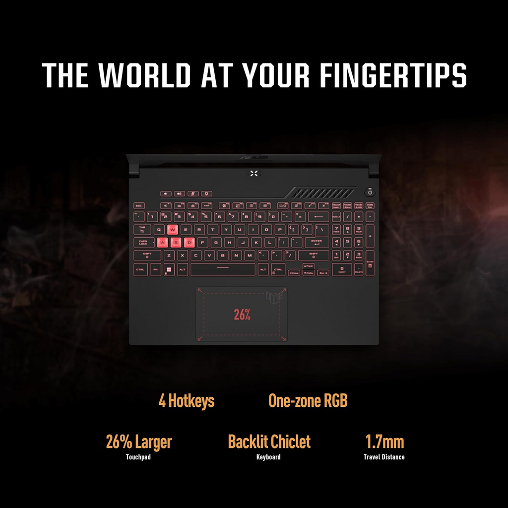 TUF GAMING A15 FA507 NUR Gaming Laptop AMD Ryzen 7 7435HS 512GB 16GB RAM 15.6 FHD sRGB 100% 144Hz, NVIDIA GeForce RTX 4050 6GB GDDR6, Windows 11