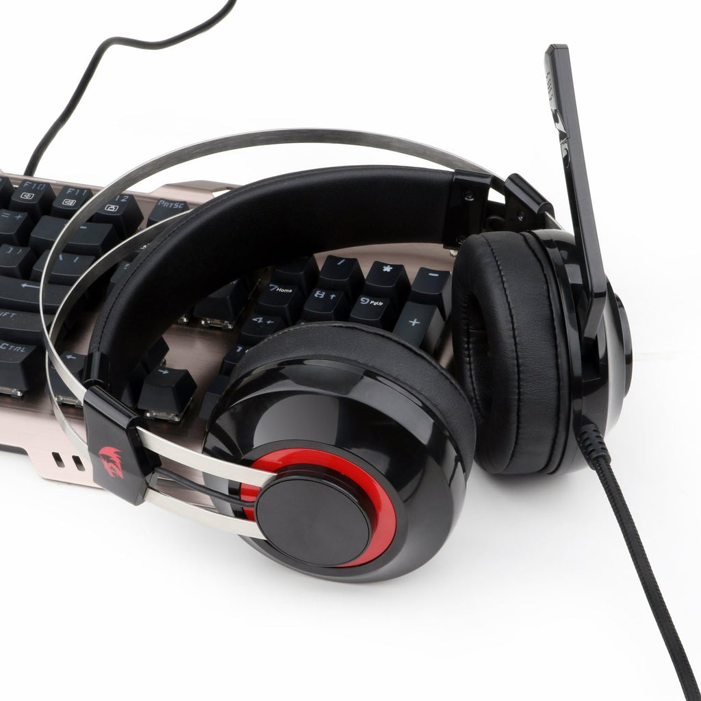 Redragon H601 TALOS 7.1 Channel Surround Stereo Gaming Headset Over Ear Headphones with Mic Individual Vibration Noise Canceling LED Light
