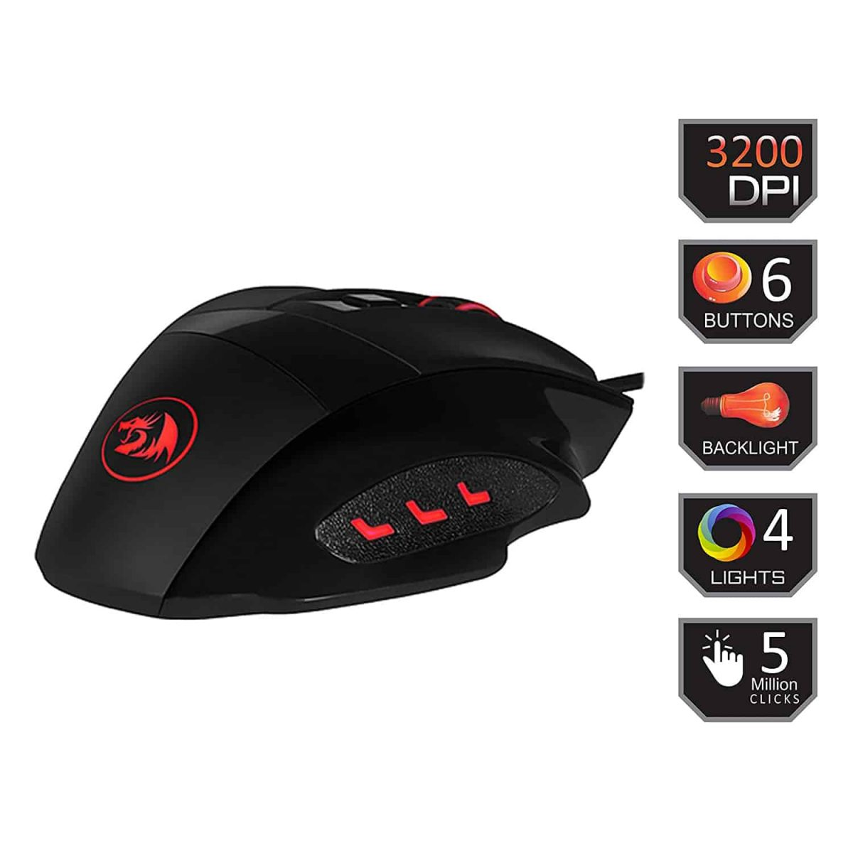 Redragon M609 PHASER 3200DPI Wired USB Gaming Mouse