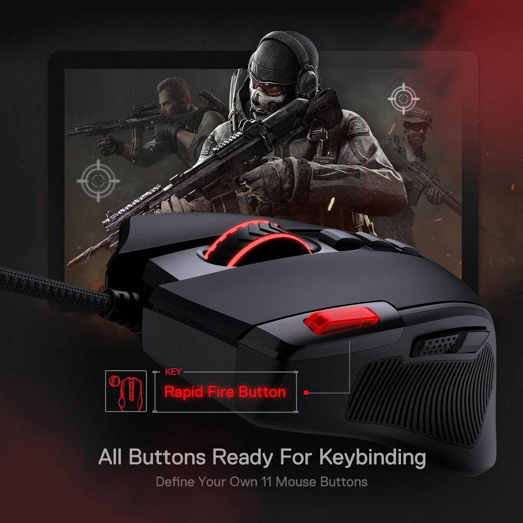 Redragon M612 Predator RGB 8000 DPI 11 Programmable Buttons Wired Gaming Mouse