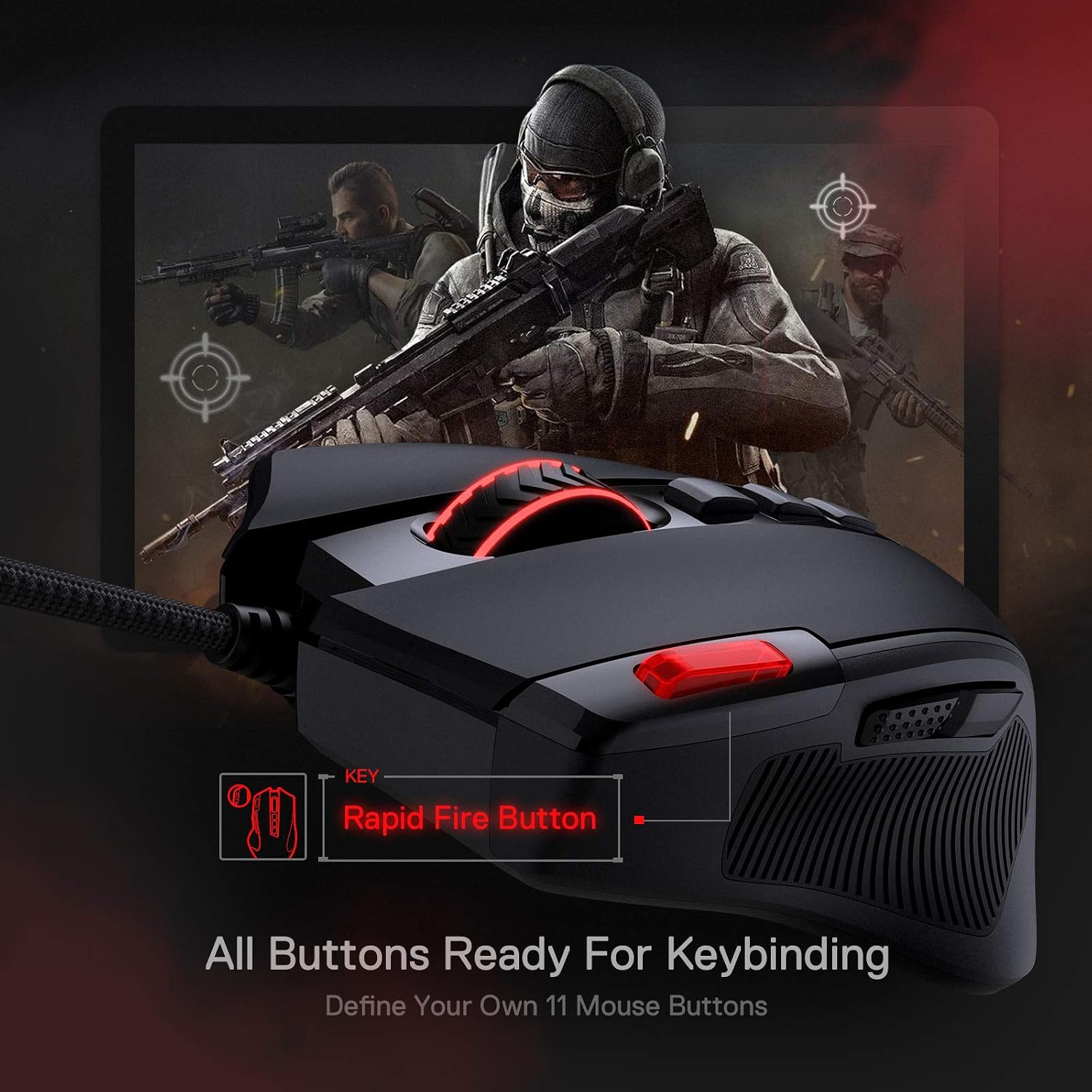 Redragon M612 Predator RGB 8000 DPI 11 Programmable Buttons Wired Gaming Mouse