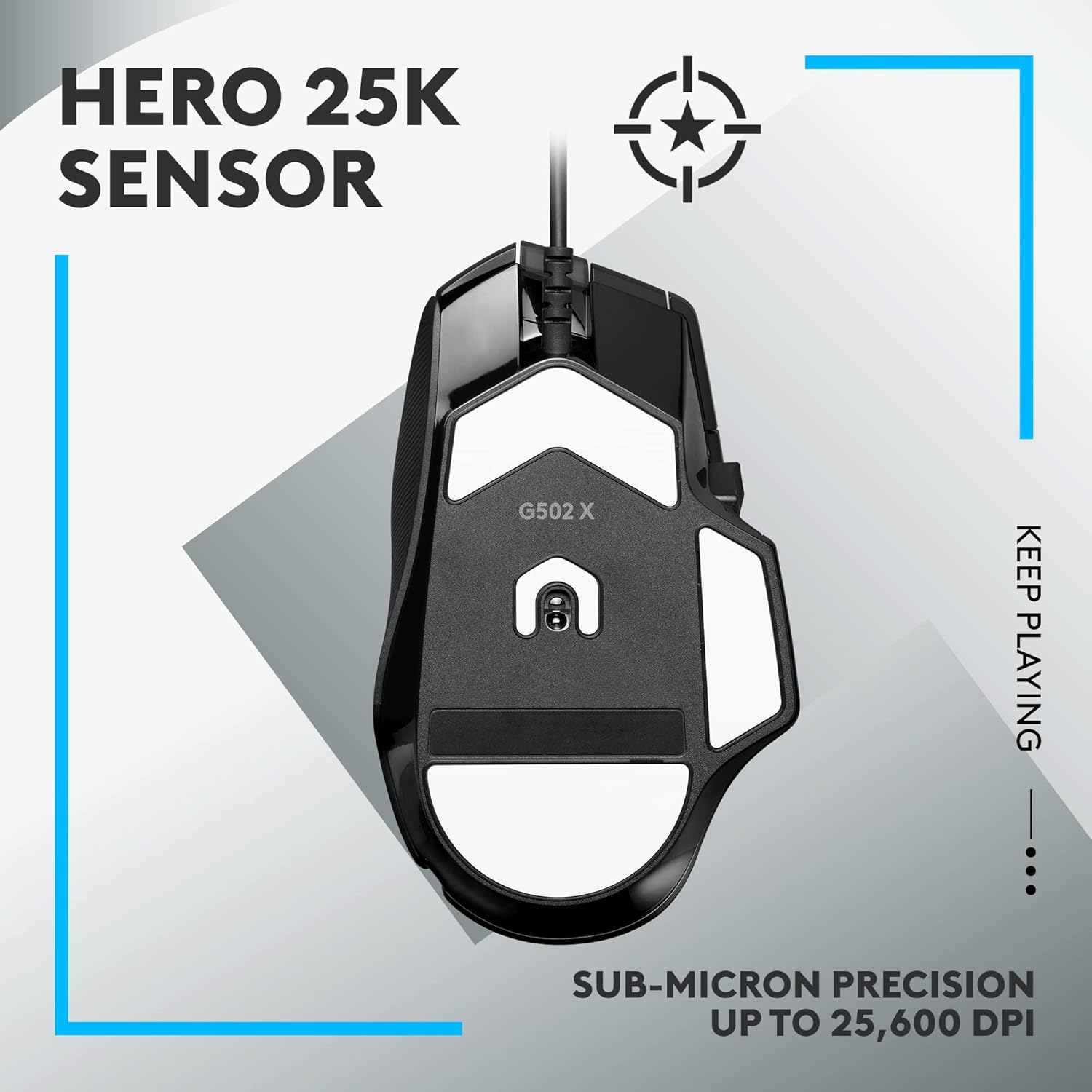 Logitech G502 X Gaming Mouse features a HERO 25K sensor  13 programmable buttons