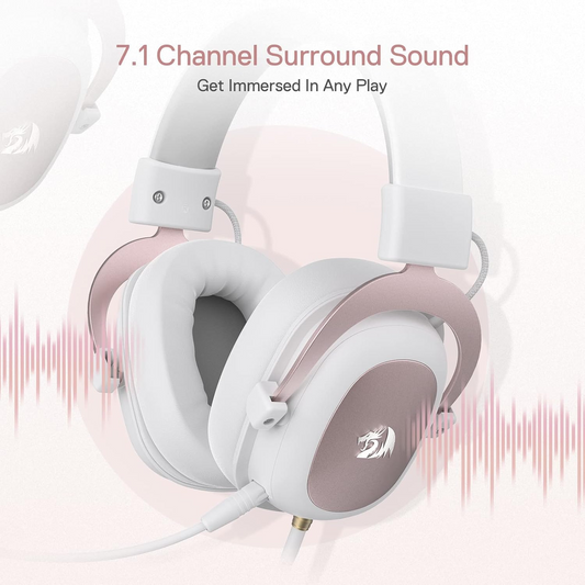 Redragon H510 Zeus 2 White Wired Gaming Headset - 7.1 Surround Sound - Memory Foam Ear Pads - 53MM Drivers - Detachable Microphone - Multi Platforms for PC, PS4/3 & Xbox One/Series X