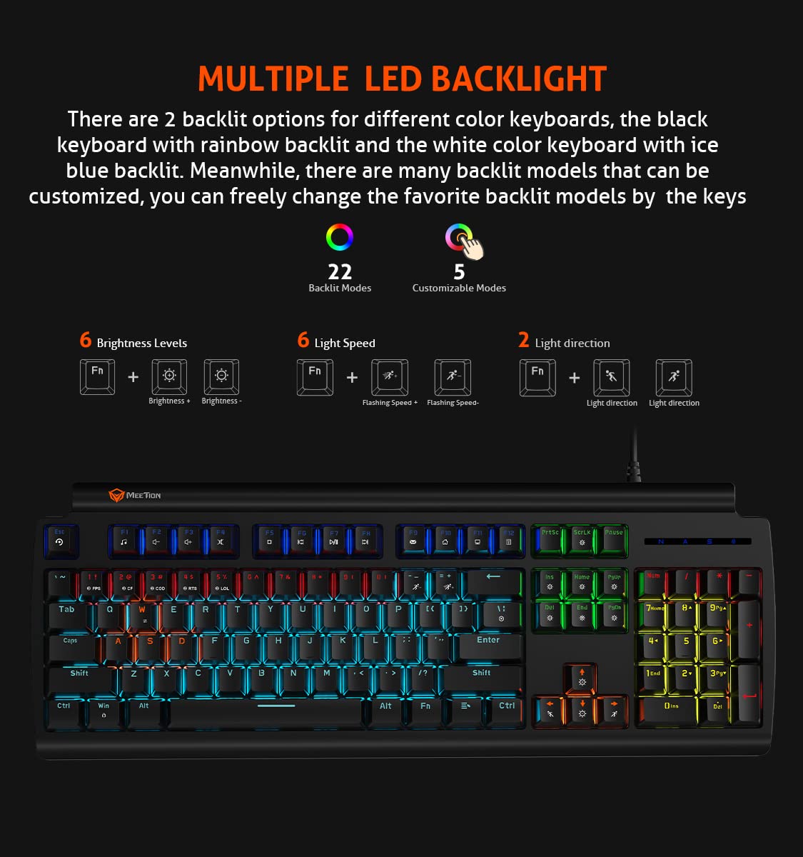 MEETION MT MK600 Wired Mechanical red switch Gaming Keyboard