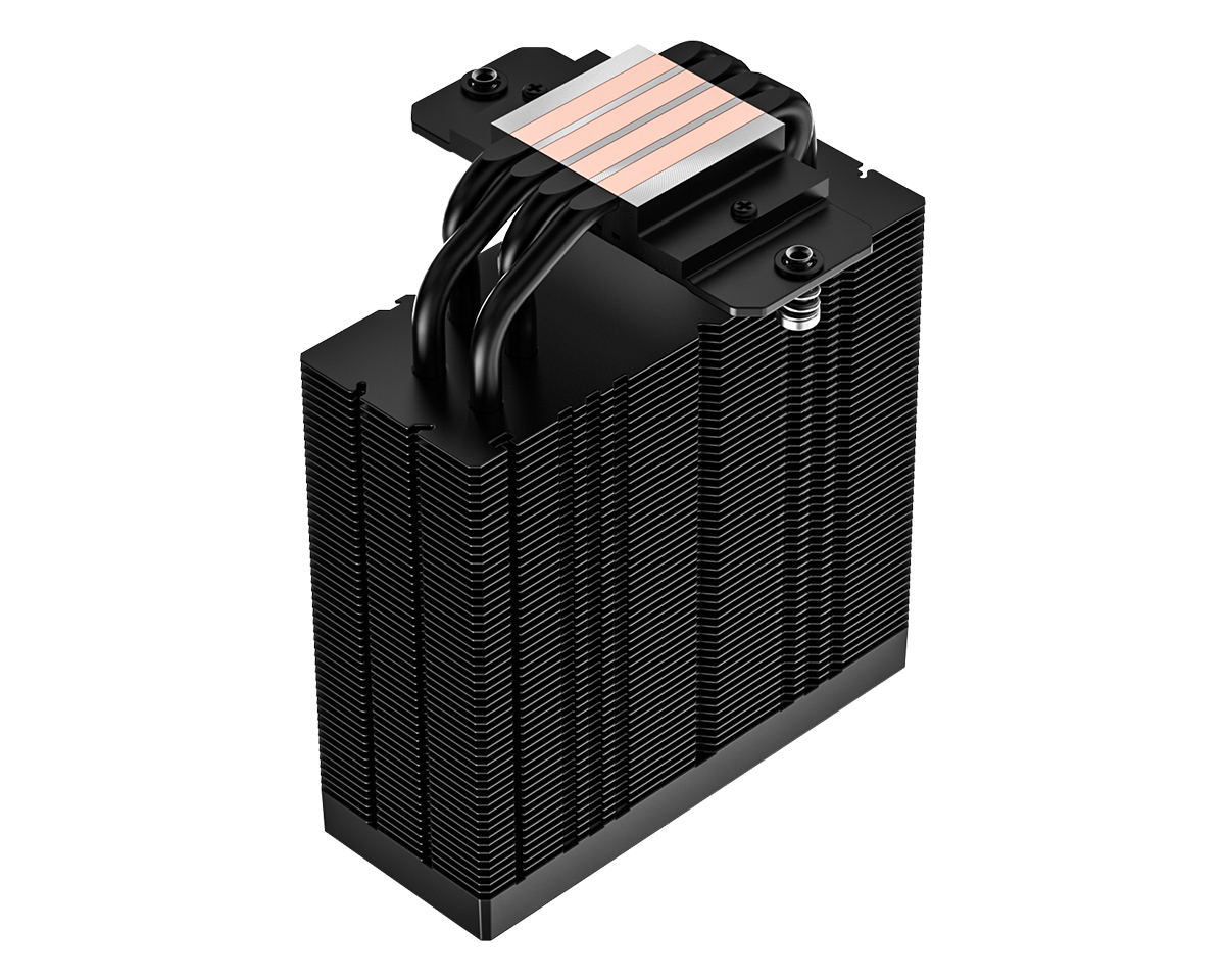 ID-COOLING black air CPU cooler with dual fans and finned heatsink