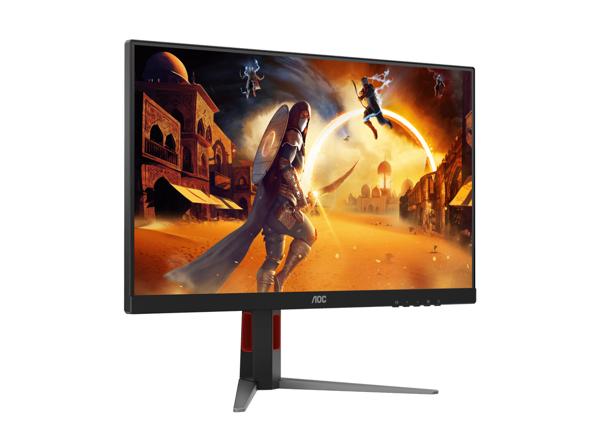 AOC 27-inch 2K gaming monitor with black adjustable stand, front view