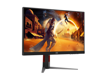 AOC 27-inch 2K gaming monitor with black adjustable stand, front view
