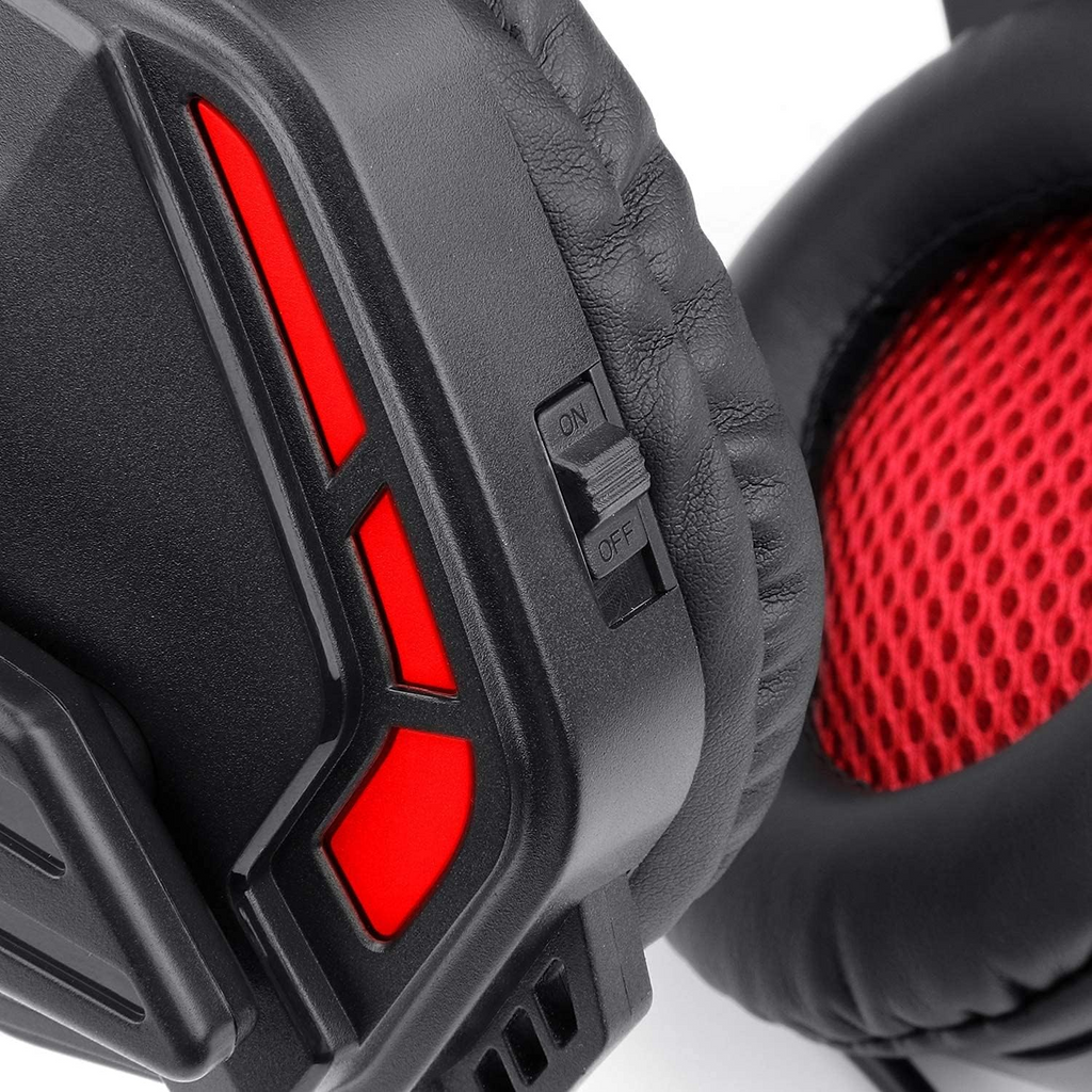 Redragon H220 THEMIS Red LED 3.5mm Wired Gaming Headset - Black