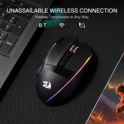 Redragon M991 RGB ENLIGHTENMENT PRO Wireless / Wired Rechargeable Gaming Mouse – 26000DPI – 9 MMO Buttons