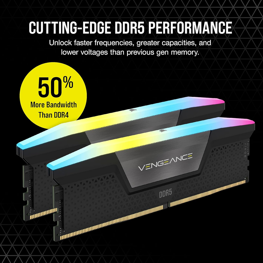 Corsair VENGEANCE RGB DDR5 32GB (2x16GB) 6000MHz CL38-44-44 INTEL XMP & AMD EXPO - GREY
