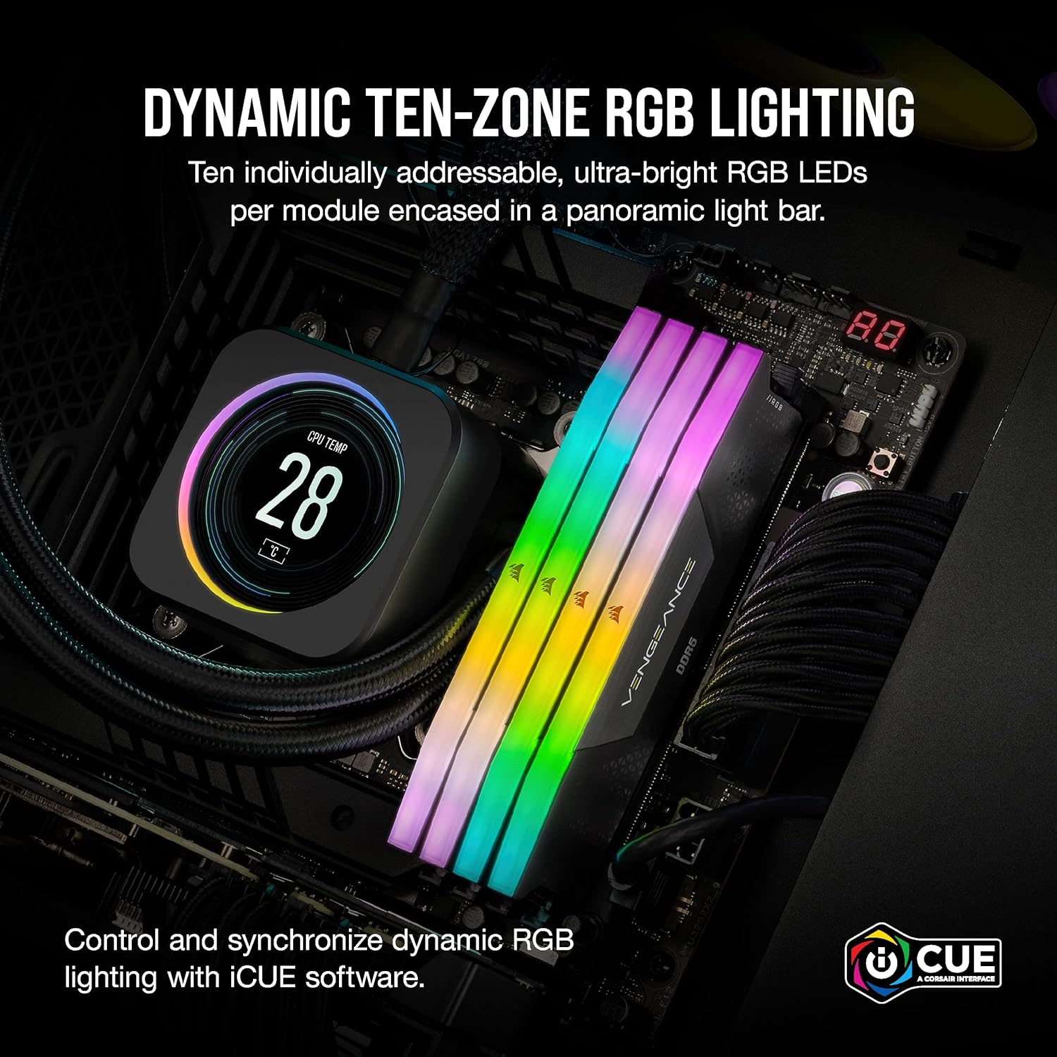 Corsair VENGEANCE RGB DDR5 32GB (2x16GB) 6000MHz CL38-44-44 INTEL XMP & AMD EXPO - GREY