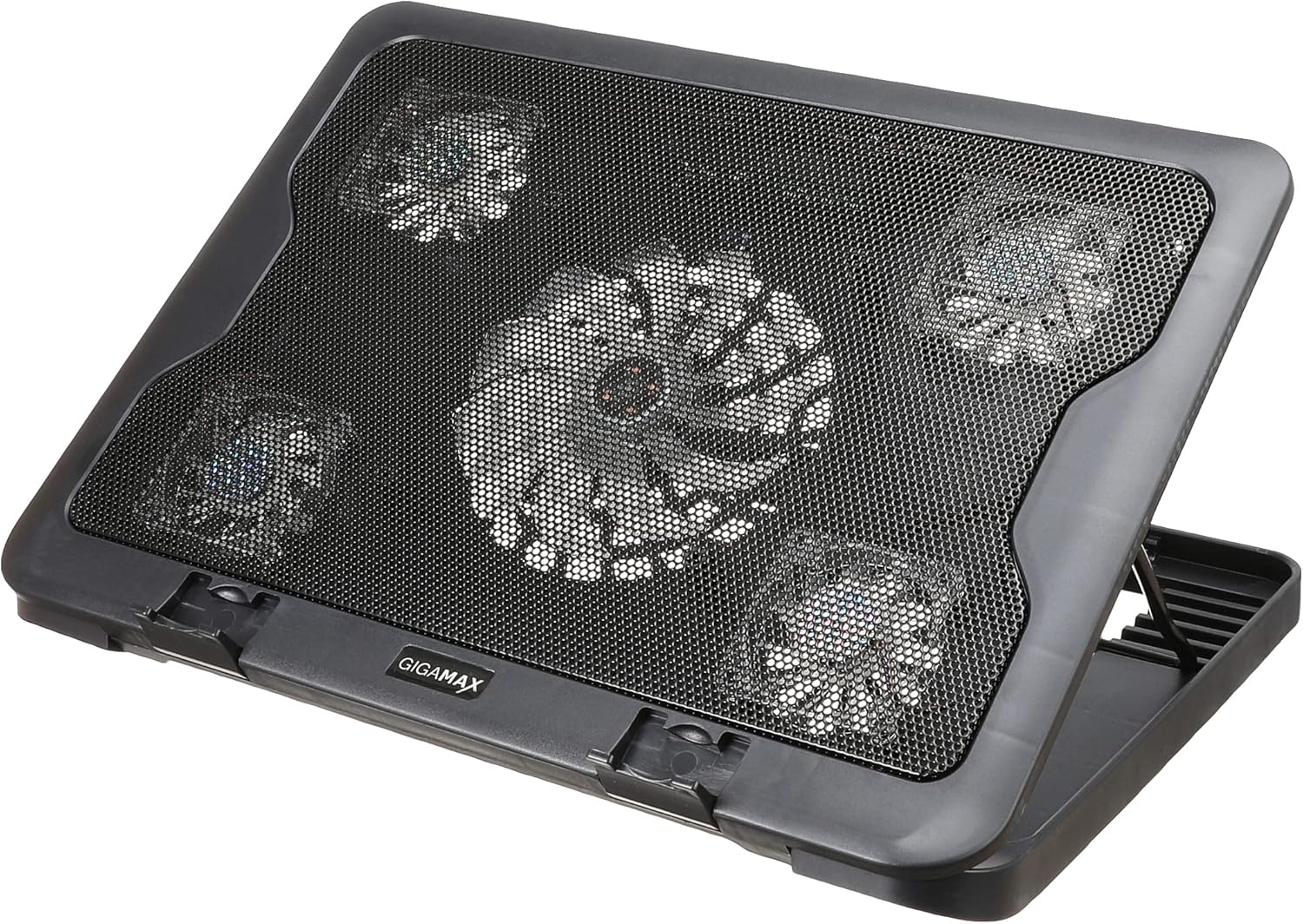 مبرد كمبيوتر محمول Gigamax gm88 مع 5 مراوح لأجهزة الكمبيوتر المحمولة - أسود 