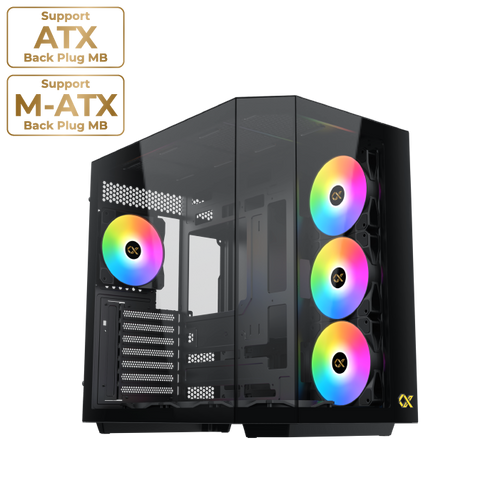 علبة Xigmatek Cubi II Type C 7 Fans Argb Mid Tower باللون الأسود