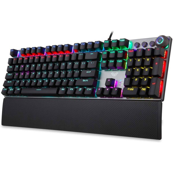 AULA f2088 RGB Mechanical Gaming Keyboard with Magnetic Hand Wrist Rest - ALARABIYA COMPUTER