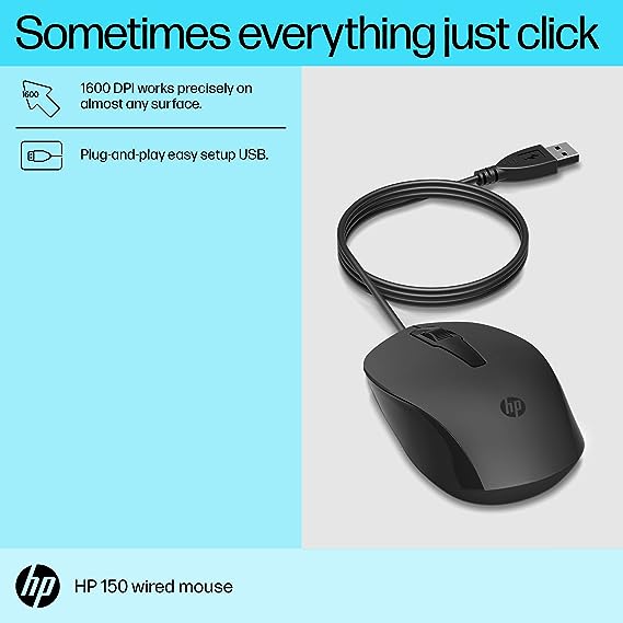 HP 150 WIRED MOUES 1600dpi Black