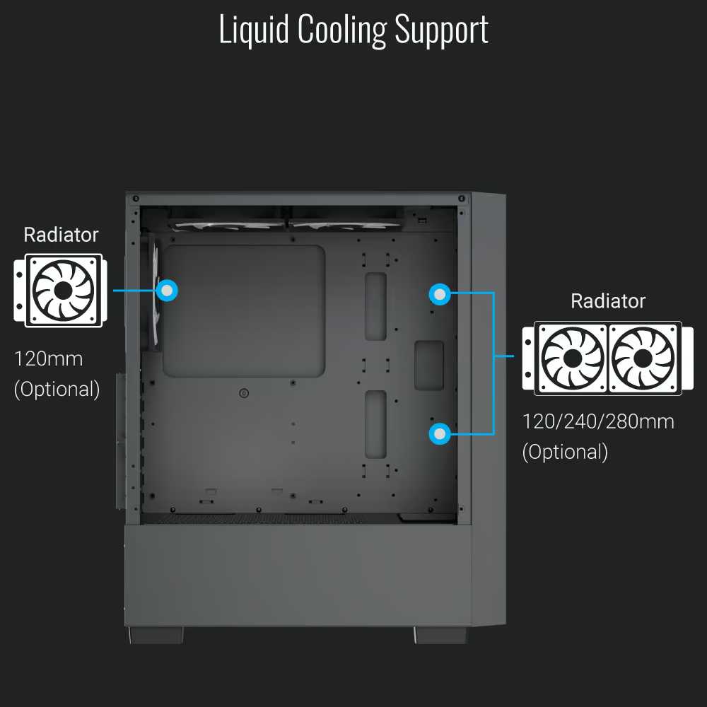 Aerocool B508A Flow Black 5 Argb Fans