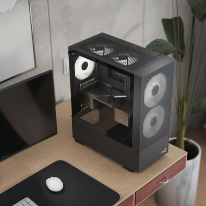 Aerocool B508A Flow Black 5 Argb Fans Mid Tower Case With Psu LUX 650W 80+ Bronze