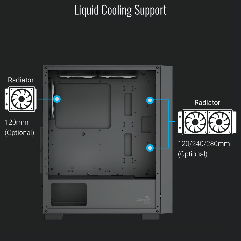 Aerocool B509A Flow Black 6 Argb Fans Mid Tower Case With Psu LUX 650W 80+ Bronze