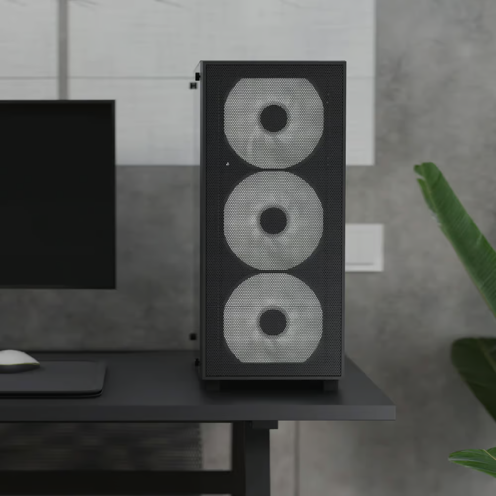 Aerocool B509A Flow Black 6 Argb Fans Mid Tower Case With Psu LUX 650W 80+ Bronze