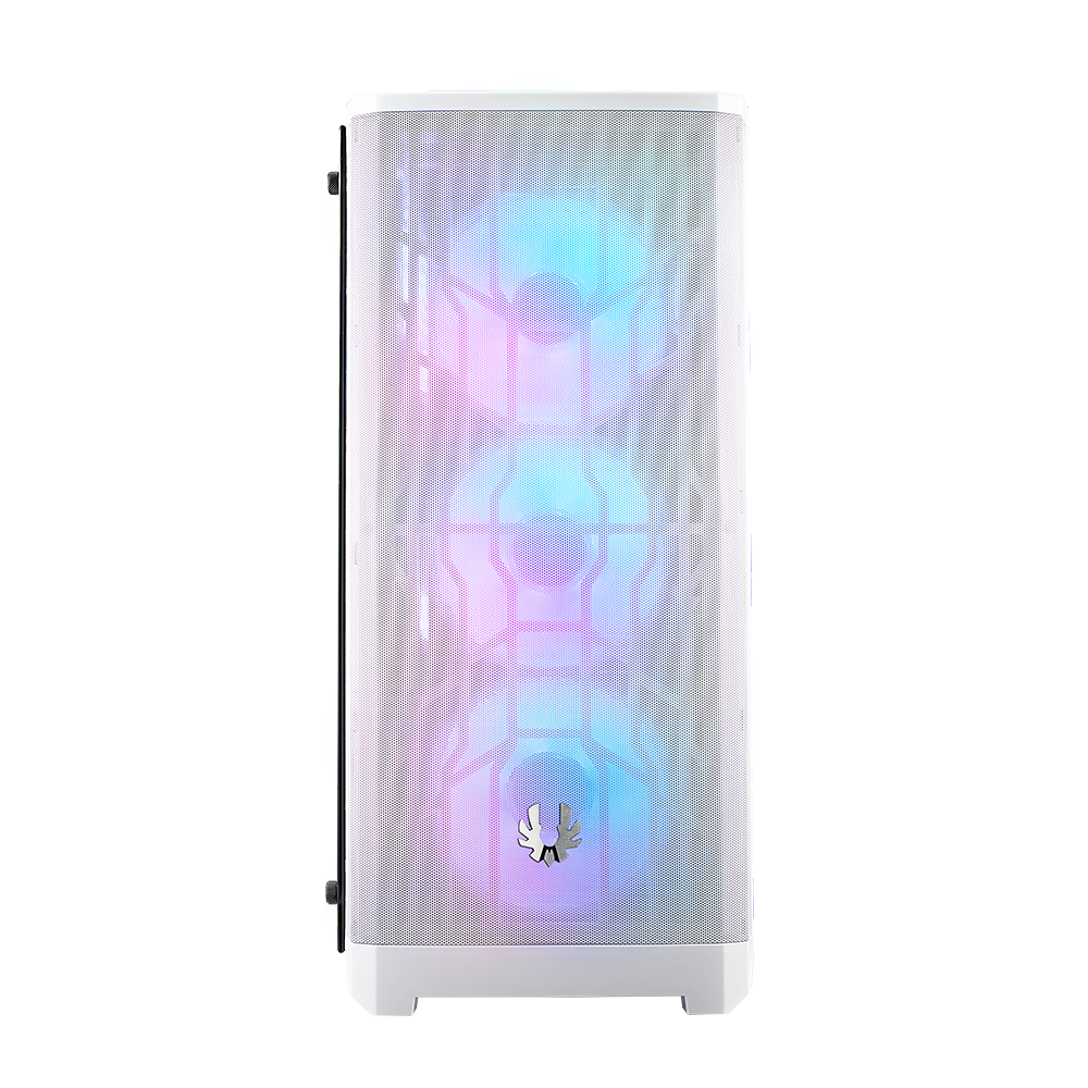 نافذة زجاجية مقواة من BitFenix ​​Nova Mesh TG Mid Tower، 4 مراوح RGB باللون الأبيض 