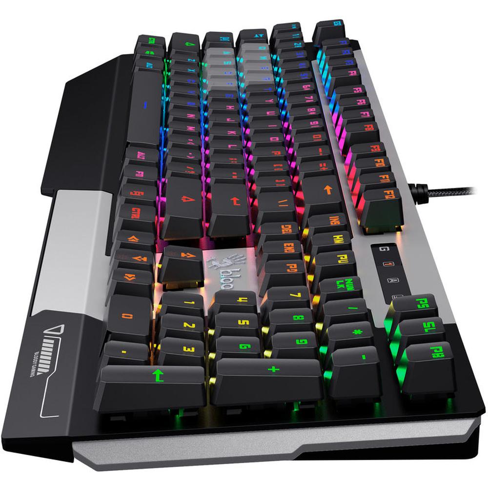 لوحة مفاتيح الألعاب الميكانيكية LightStrike RGB من Bloody B865R – مفتاح LK الضوئي الأزرق | بندقية رمادية