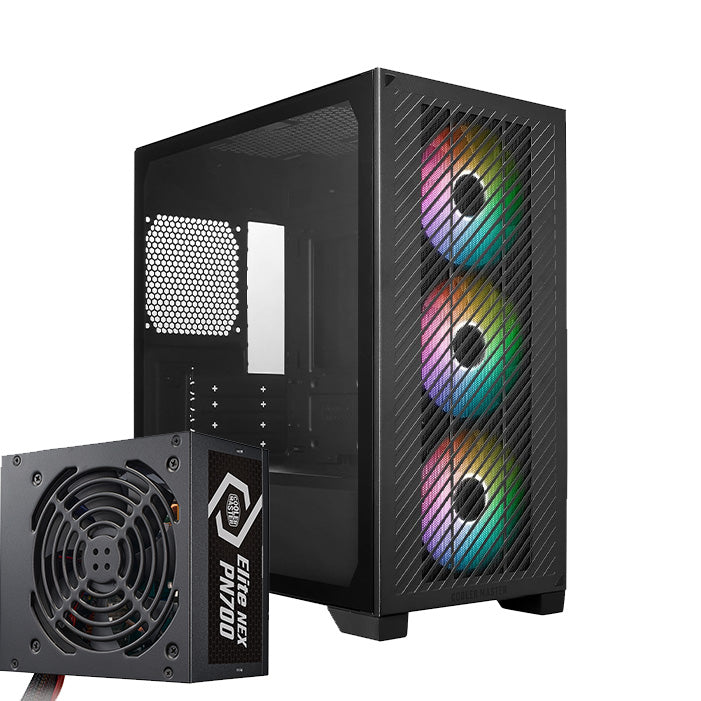Cooler Master Elite 301 USB Type C 3x Fan ARGB Case With Cooler master 700w Power supply