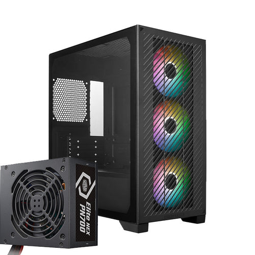 Cooler Master Elite 301 USB Type C 3x Fan ARGB Case With Cooler master 700w Power supply