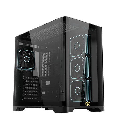 Xigmatek Crystal Storm V2 Mid Tower Case Curved Tempered Glass E-ATX ATX Steel 4 Fans PWM ARGB